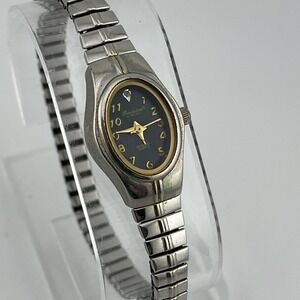 Precision by Gruen Diamond Watch 18mm Case‎ Silver Stretch Band- New Battery